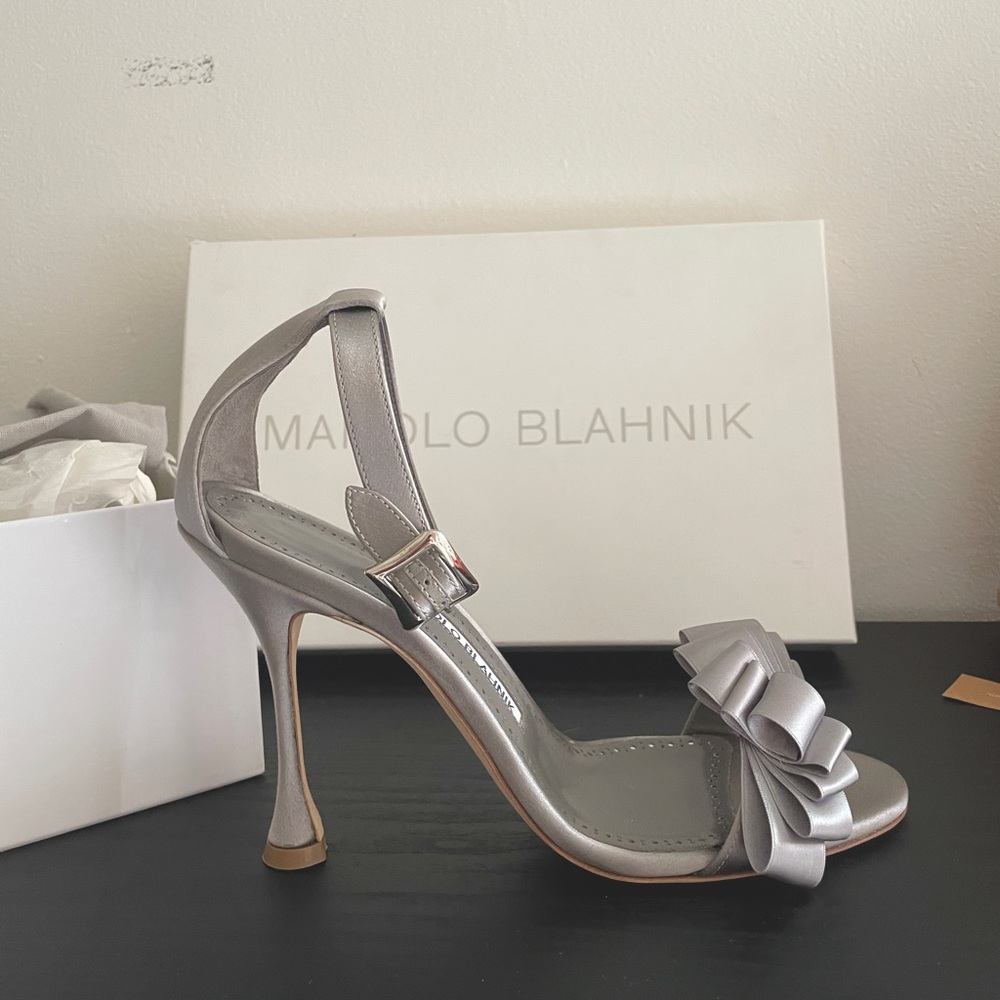 Manolo Blahnik Vinkaos Silk Strappy Heeled Sandal
